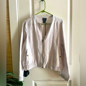 Nicole Miller Linen Bomber Style Jacket Sz M